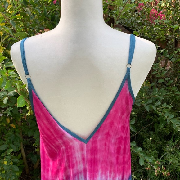 Tie Dye Print Linen Blend Maxi Dress - Picture 8 of 8